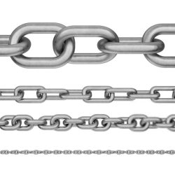 Metal chain on a transparent, white background. Metal chain
