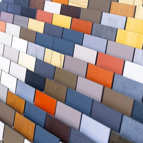 Multi-colored samples of composite materials for the ventila