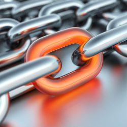 Orange glass link, leadership concept